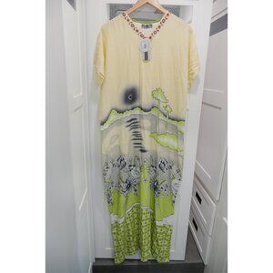 NWT Maya Star Shirt Dress Pastel Neon Graphic Print Indian Bohemian Hippie L